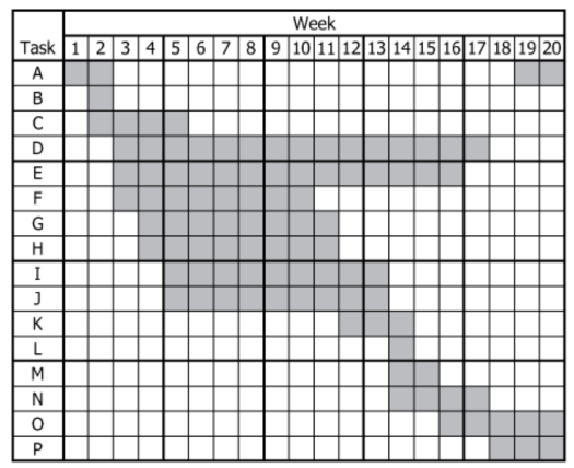 20-Week Project Task Timeline Project timeline chart showing 20-week task schedules